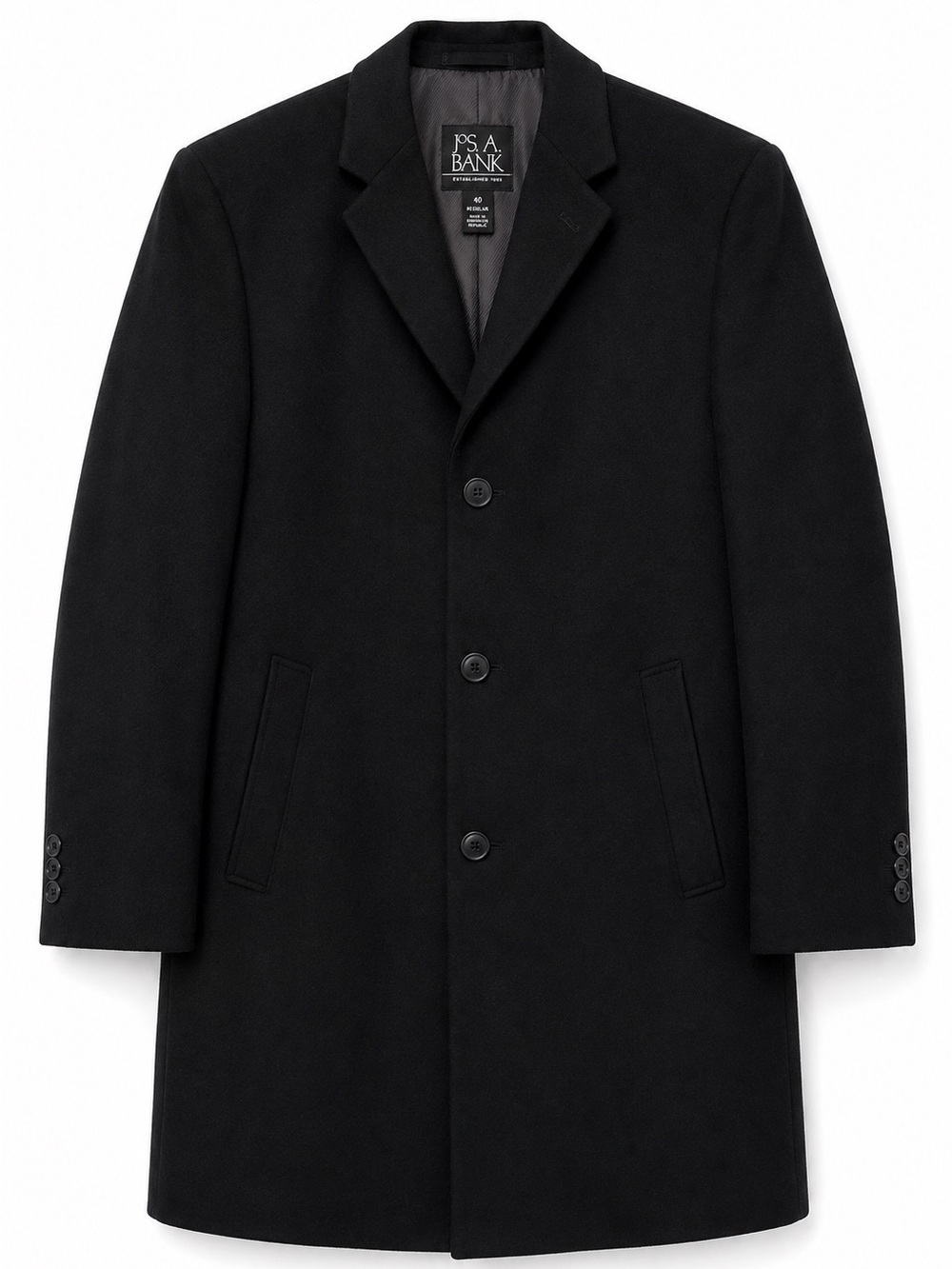 Jos. A. Bank Men’s Black Wool Blend Overcoat 40R Screen Worn on Tell Me Lies